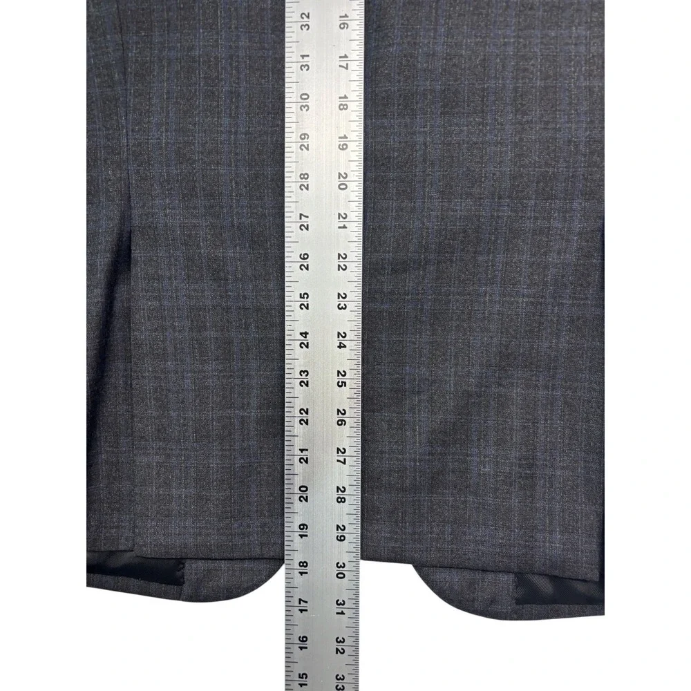 Byron British Style 52 42R 35x31 Gray Blue Plaid 2pc Pant Suit Flannel Wool